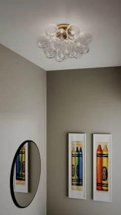 Deckenleuchte Glas Metall 50 cm breit in Gold Modern 6x G9