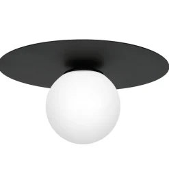 Deckenleuchte Glas Metall Schwarz Ø35 cm rund blendarm