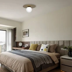 Deckenleuchte Glas Metall Gold Ø35 cm rund E14 blendarm