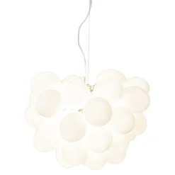 Deckenleuchte Glas Schirme B: 50 cm 8x G9 Modern Weiß Chrom