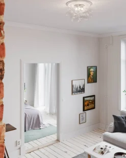 Deckenleuchte Glas Schirme B: 50 cm Chrom 6x G9 Modern