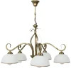 Deckenleuchte Gold Antik Weiß Glasschirm 5-flammig