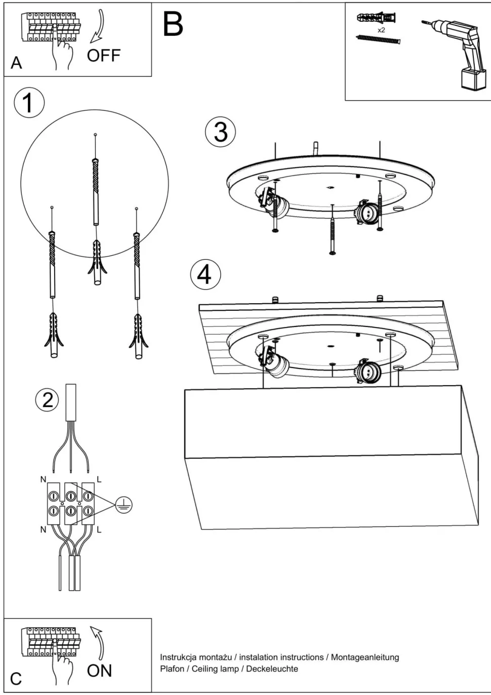 Deckenleuchte Grau blendarm B: 25 cm E27 eckig