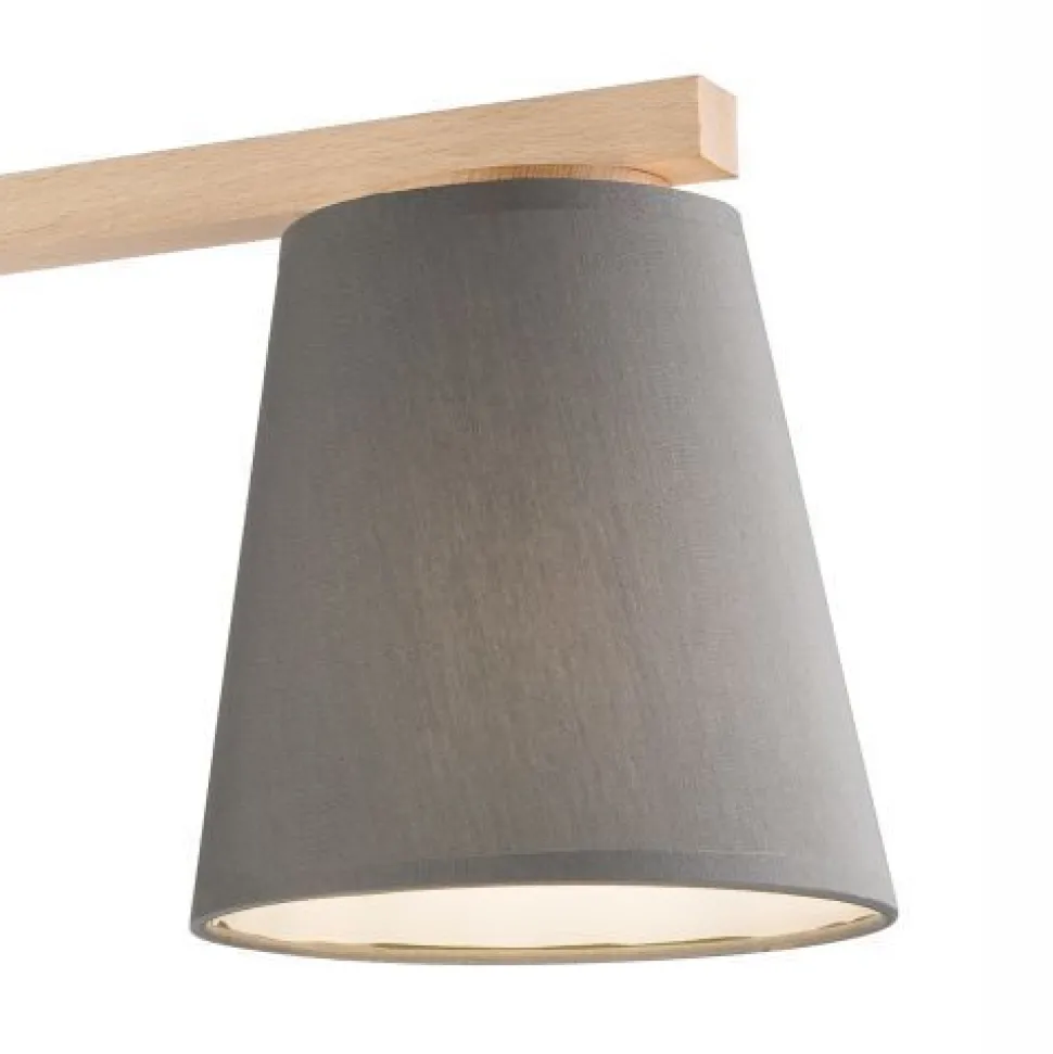 Deckenleuchte Grau Holz Stoff Metall Wohnzimmer