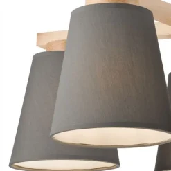 Deckenleuchte Grau Textil Holz 5-fmg Skandinavisch