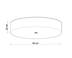 Deckenleuchte groß Ø 80 cm rund Weiß Stoff Glas 6x E27