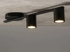 Deckenleuchte GU10 Schwarz Metall 46 cm lang 2-flammig