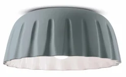 Deckenleuchte Keramik E27 D: 40 cm Grau Faltenoptik