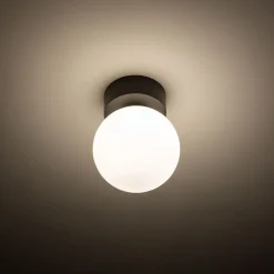 Deckenleuchte Kugel Ø 12 cm rund Schwarz Weiß G9 Glas