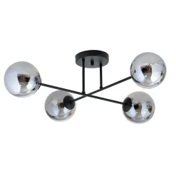 Deckenleuchte Kugel Schirme 4x E14 Grau Schwarz