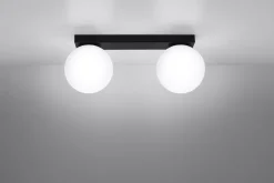 Deckenleuchte Kugel Schirme 2-flammig G9 Glas Metall