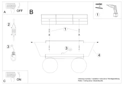 Deckenleuchte Kugel Schirme 2-flammig G9 Glas Metall