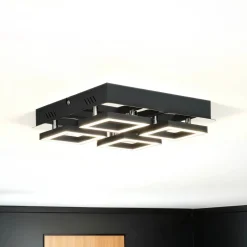 Deckenleuchte LED B: 25 cm Edelstahl in Schwarz Chrom 4200 K
