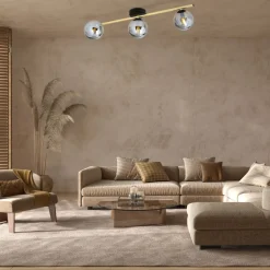 Deckenleuchte länglich 80 cm Glas Metall LUISELLA