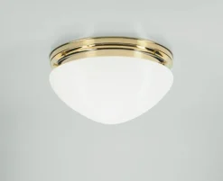 Deckenleuchte Messing poliert Glas E27 Ø30 cm rund