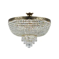 Deckenleuchte Metall D: 50 cm rund in Gold antik E27