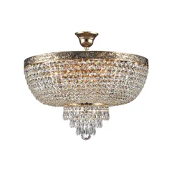 Deckenleuchte Metall D: 50 cm rund in Gold antik E27