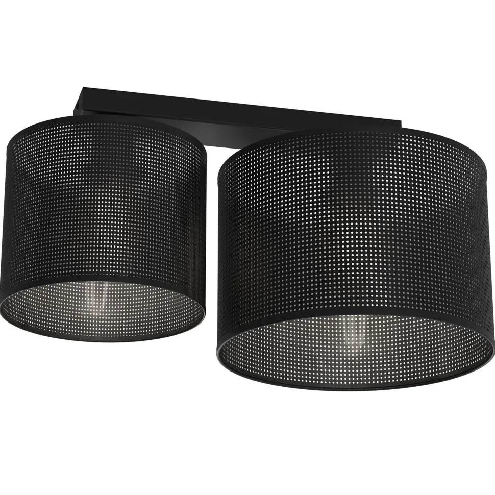 Deckenleuchte Metall E27 Schwarz L:44 cm 2-flammig