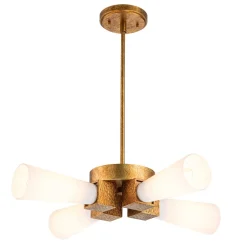 Deckenleuchte Metall Glas B: 66 cm in Gold Antik Weiß