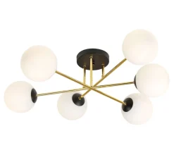 Deckenleuchte Metall Glas E14 in Schwarz Weiß Gold