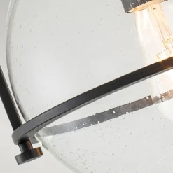 Deckenleuchte Metall Glas E27 rund Ø 28,2 cm Schwarz