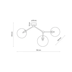 Deckenleuchte Metall Glas 70 cm lang in Gold 3-flammig G9