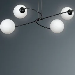 Deckenleuchte Metall Glas Schwarz Weiß Modern 4x E27