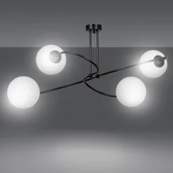 Deckenleuchte Metall Glas Schwarz Weiß Modern 4x E27