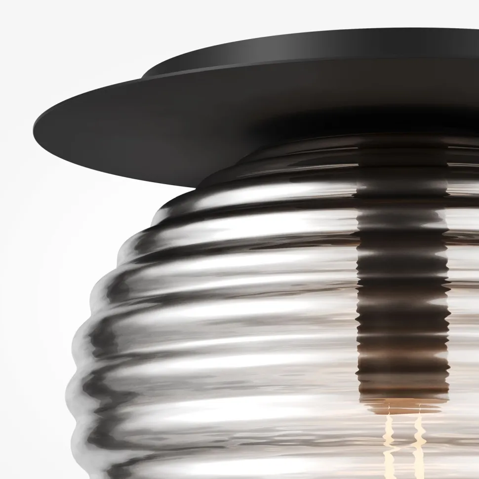 Deckenleuchte Metall Rauchglas Ø 35 cm rund E27 Modern