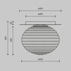 Deckenleuchte Metall Rauchglas Ø 35 cm rund E27 Modern