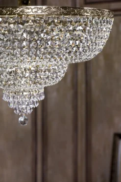 Deckenleuchte Metall rund D: 80 cm in Gold antik E27