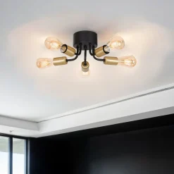 Deckenleuchte Metall Schwarz Gold Retro Design