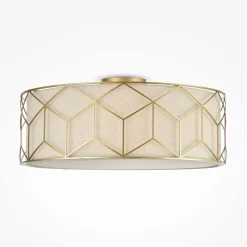 Deckenleuchte Metall Stoff E27 D: 57 cm rund Modern