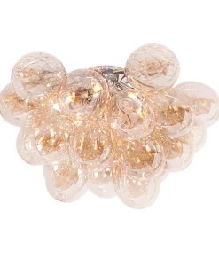 Deckenleuchte Rauchglas Metall 50 cm breit 6x G9 in Bernstein