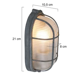 Deckenleuchte Riffelglas Metall Grau L:21 cm Industrie