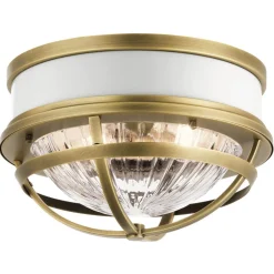 Deckenleuchte rund Ø 30,5 cm Metall Riffelglas 2x E27