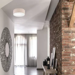 Deckenleuchte rund Ø 35 cm Stoff Modern Beige blendarm E27