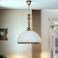 Deckenleuchte rund Ø40cm Messing antik Weiß Lampe