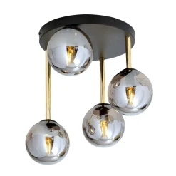 Deckenleuchte Schwarz Grau Gold E14 Rauchglas Ø 40 cm