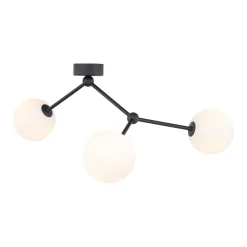 Deckenleuchte Schwarz Weiß Glas Metall 3-flammig Modern