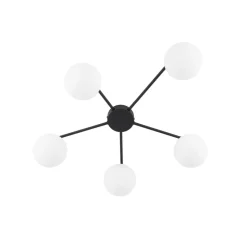 Deckenleuchte Schwarz Weiß L: 67 cm G9 5-flammig Glas Metall