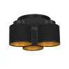 Deckenleuchte Stoff Schirm Schwarz Gold E27
