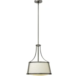 Deckenleuchte Stoff Vintage in Nickel antik Weiß E27