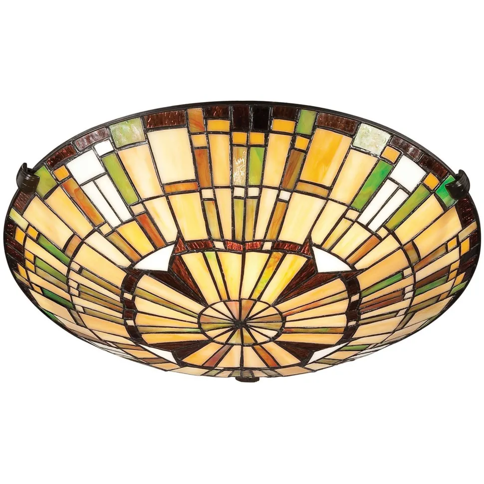 Deckenleuchte Tiffany Stil Buntglas Ø 42 cm rund 2x E27