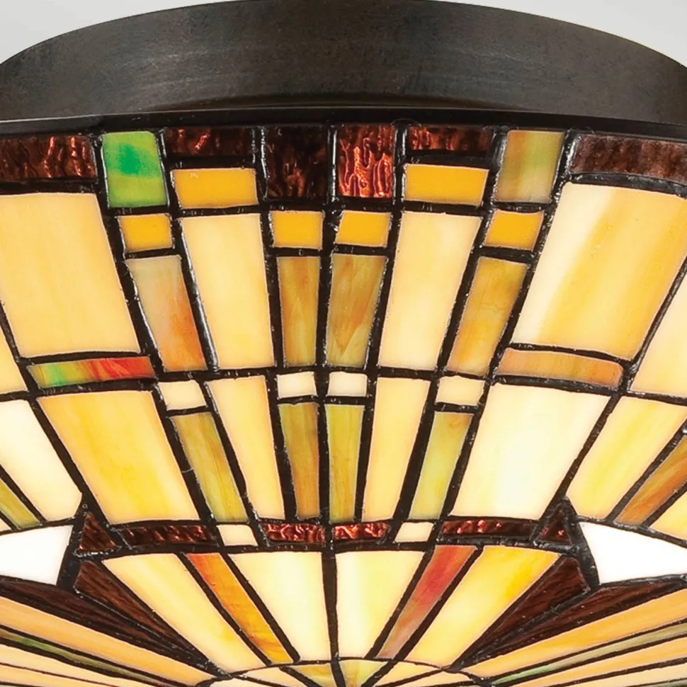 Deckenleuchte Tiffany Stil Buntglas Ø 42 cm rund 2x E27