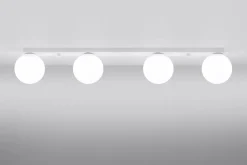 Deckenleuchte Weiß 88 cm lang Glas Metall 4-flammig G9