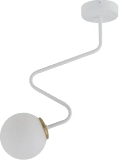 Deckenleuchte Weiß Glas Metall geschwungen L:32 cm