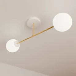 Deckenleuchte Weiß Gold 2-flammig 55 cm E14 ANNETTA