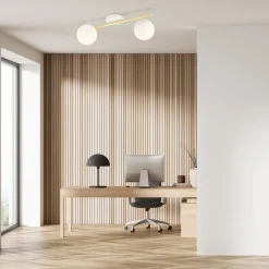 Deckenleuchte Weiß Gold Kugelschirm Glas Metall