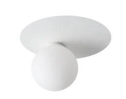 Deckenleuchte Weiß Metall Glas blendarm G9 Ø14 cm rund